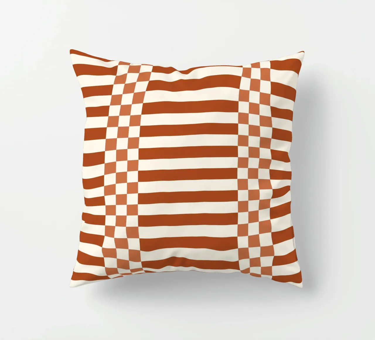 Burnt orange checks and lines cuscino da TijanaArtStudio88