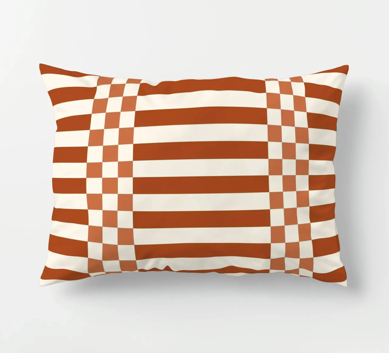 Burnt orange checks and lines cuscino da TijanaArtStudio88