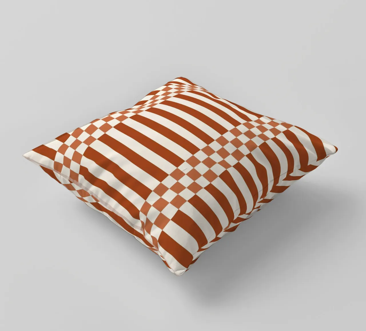 Burnt orange checks and lines cuscino da TijanaArtStudio88