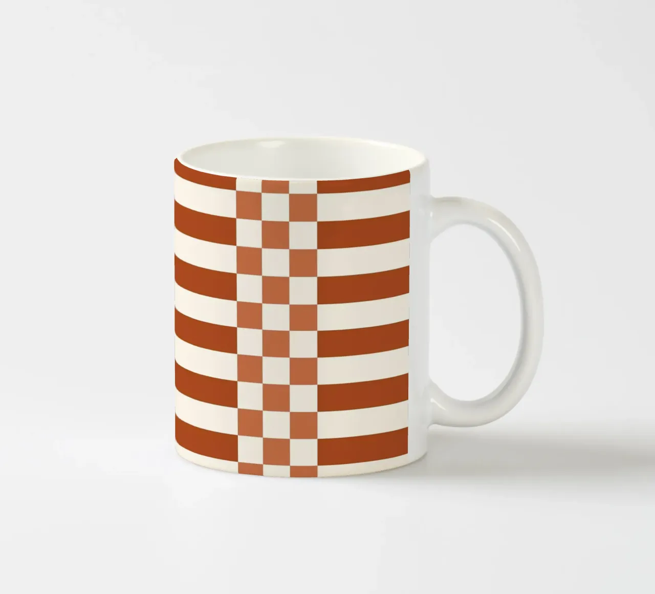 Burnt orange checks and lines tazza in ceramica da TijanaArtStudio88