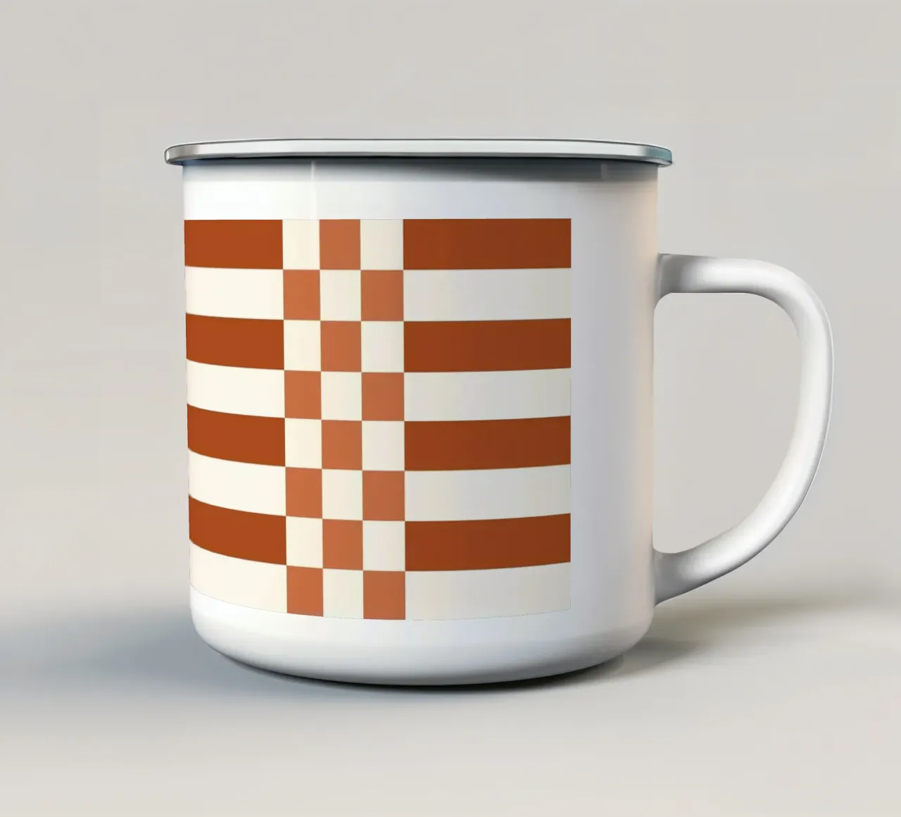 Burnt orange checks and lines tazza in smalto da TijanaArtStudio88