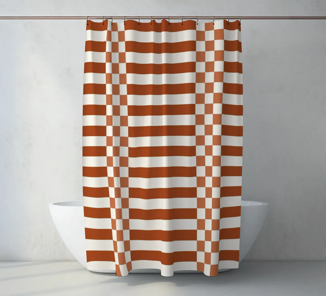 Burnt orange checks and lines tenda da doccia da TijanaArtStudio88