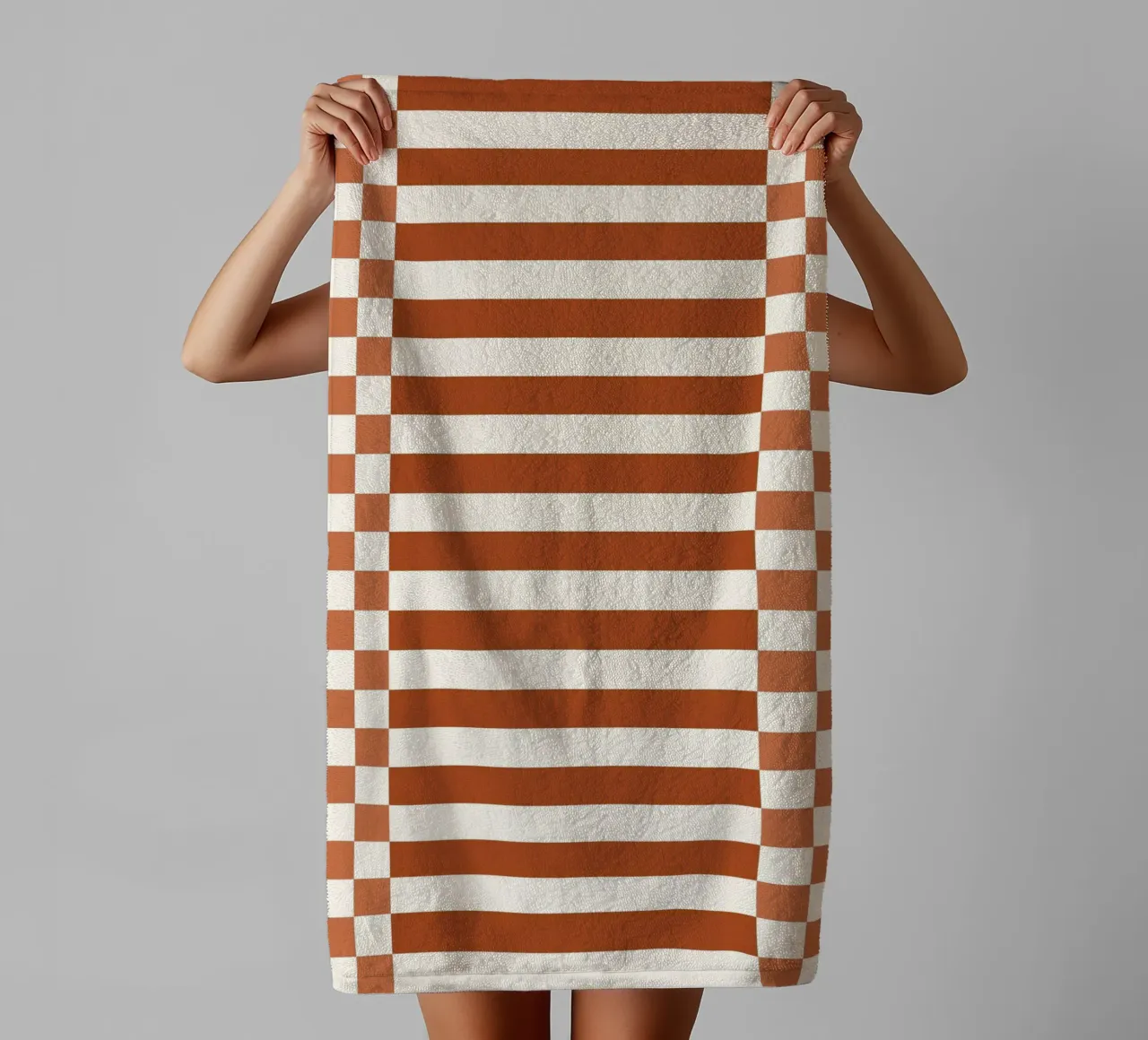 Burnt orange checks and lines asciugamano da bagno da TijanaArtStudio88