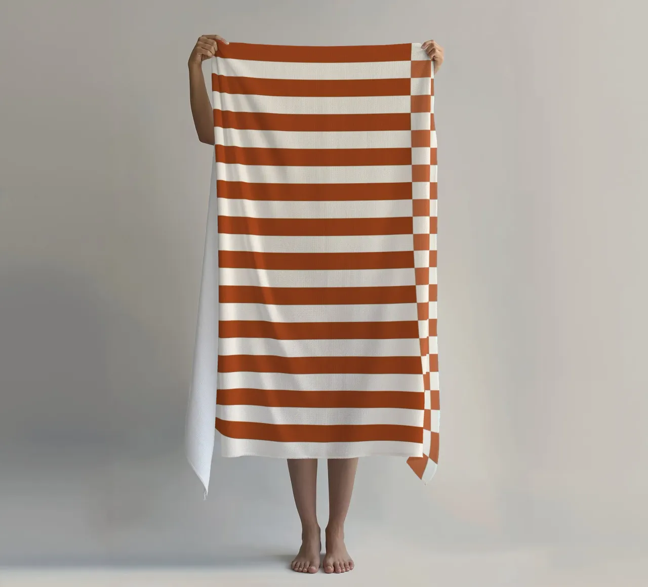 Burnt orange checks and lines telo mare da TijanaArtStudio88