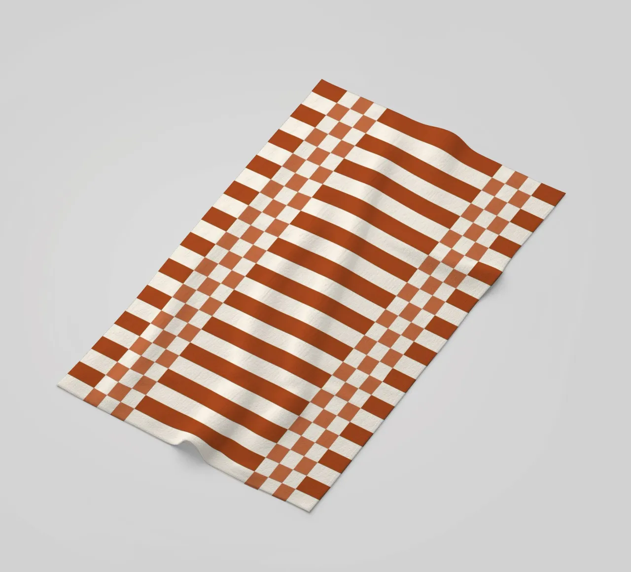 Burnt orange checks and lines telo mare da TijanaArtStudio88