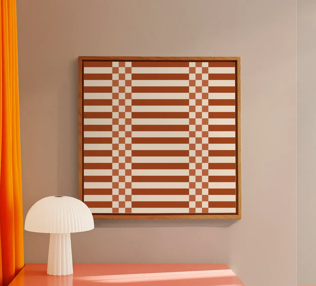 Burnt orange checks and lines plexiglass da TijanaArtStudio88