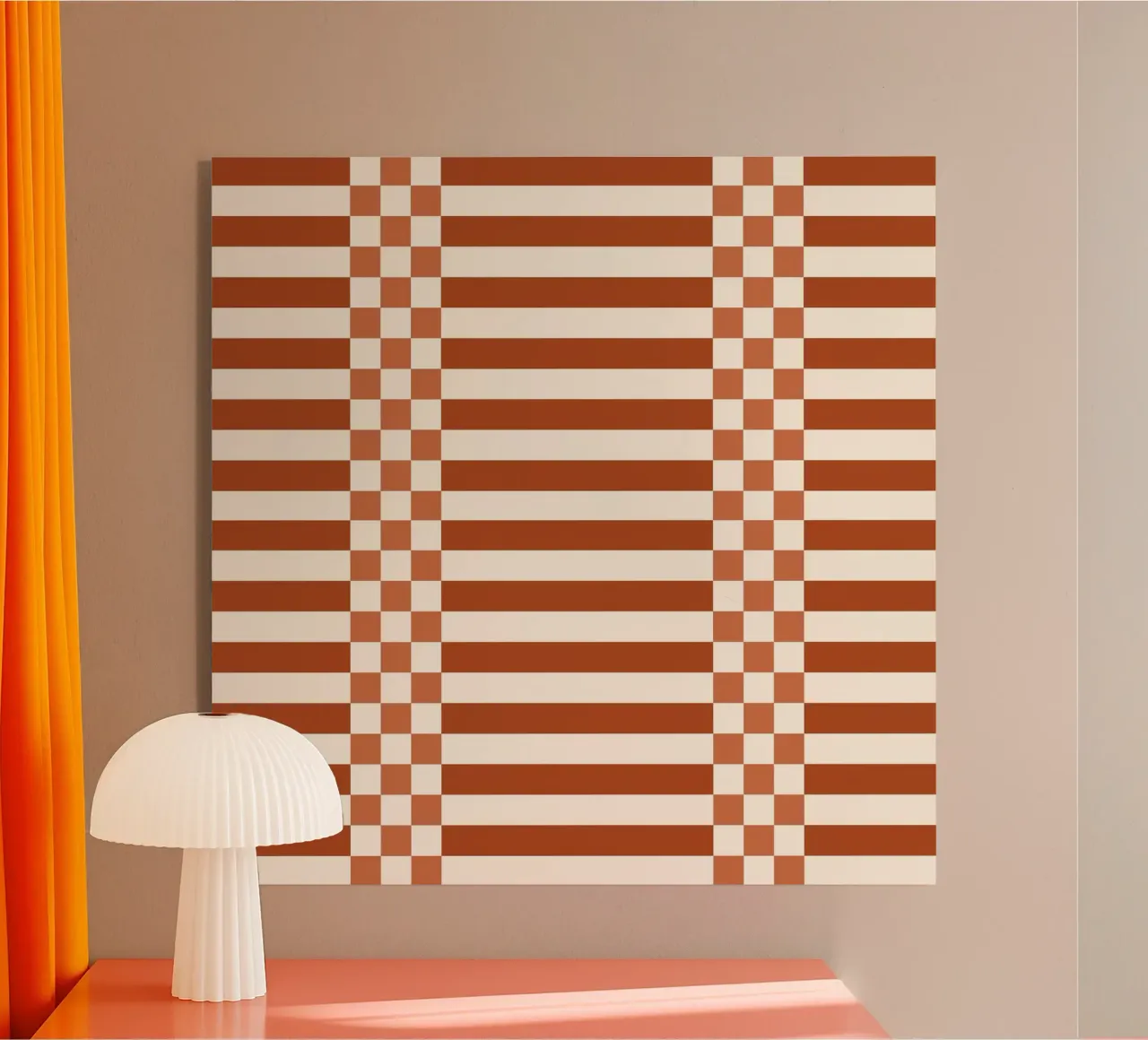 Burnt orange checks and lines plexiglass da TijanaArtStudio88