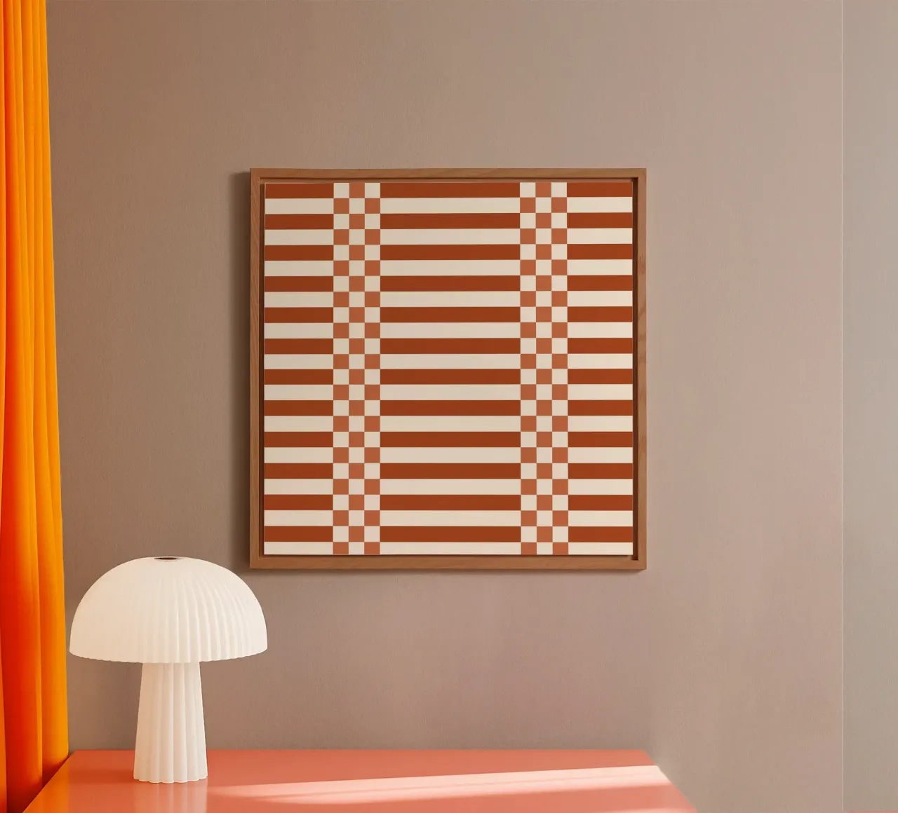 Burnt orange checks and lines alluminio dibond da TijanaArtStudio88