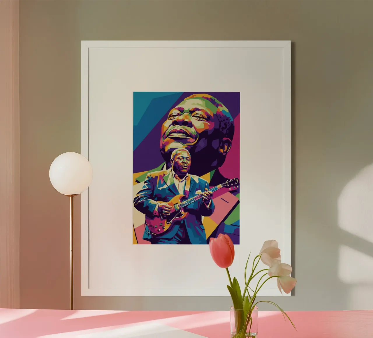 Ritratto pop art di BB King poster con telaio in alluminio da Hantamrata