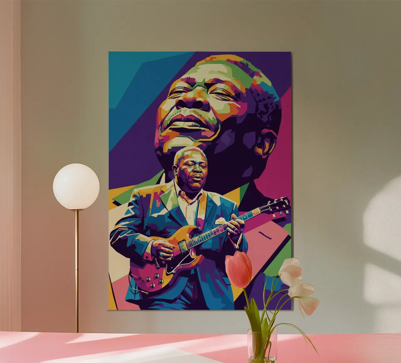 Ritratto pop art di BB King poster con telaio in alluminio da Hantamrata