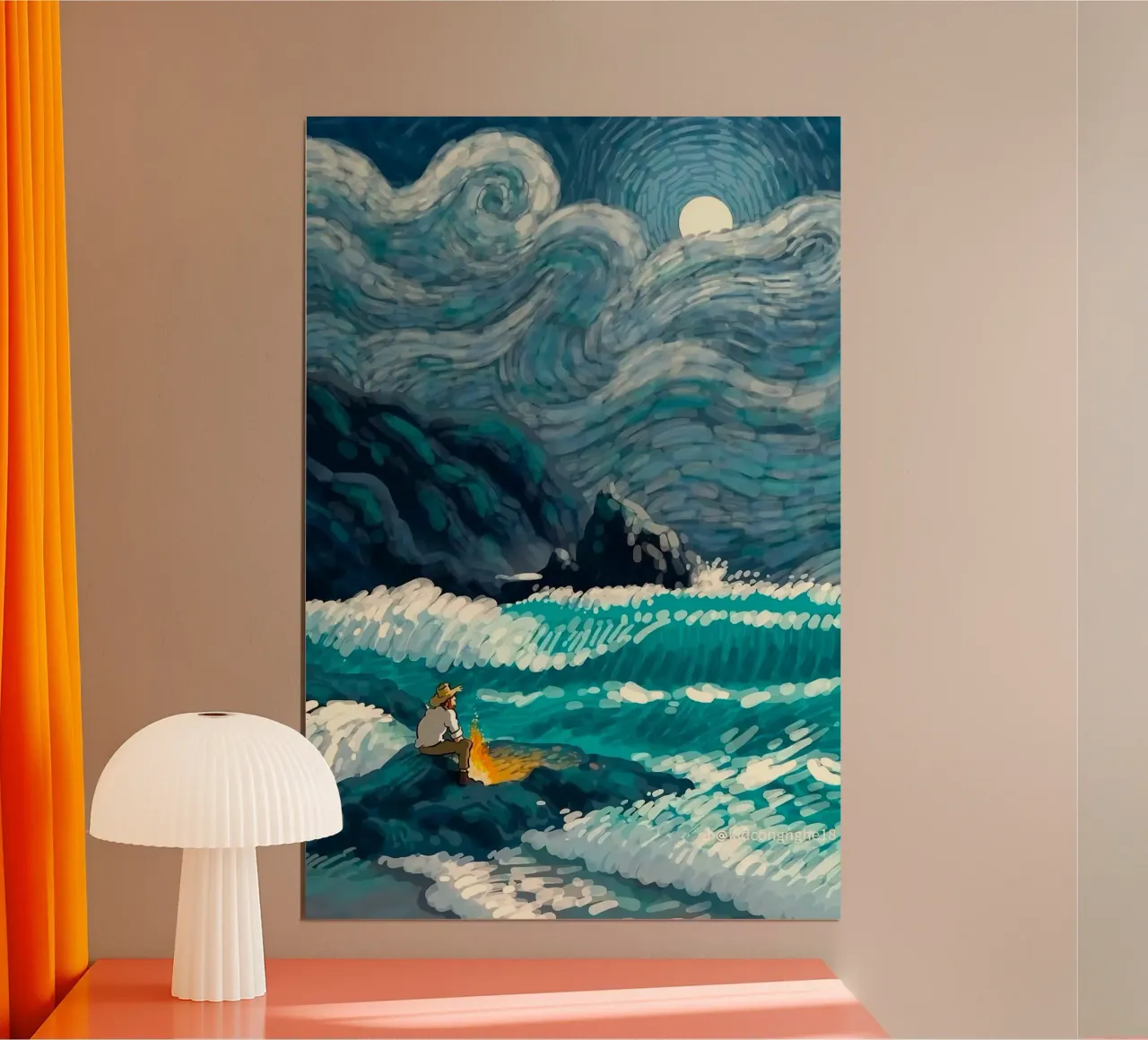 onde luna cielo stellato poster da mip of map