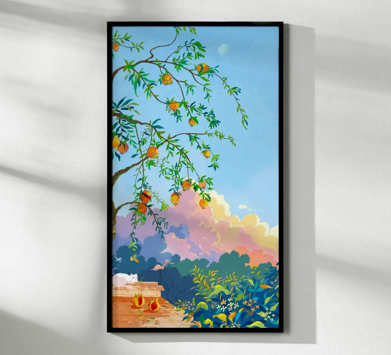 resting cat idyllic poster con telaio in alluminio da mip of map