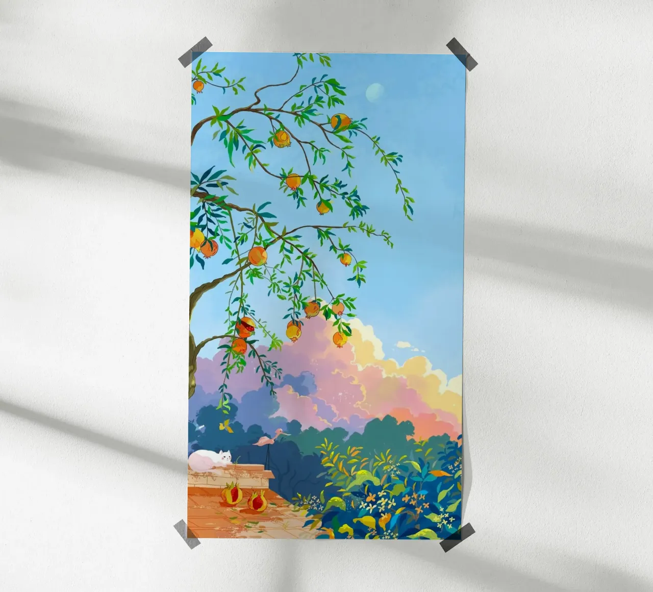 resting cat idyllic poster con telaio in alluminio da mip of map