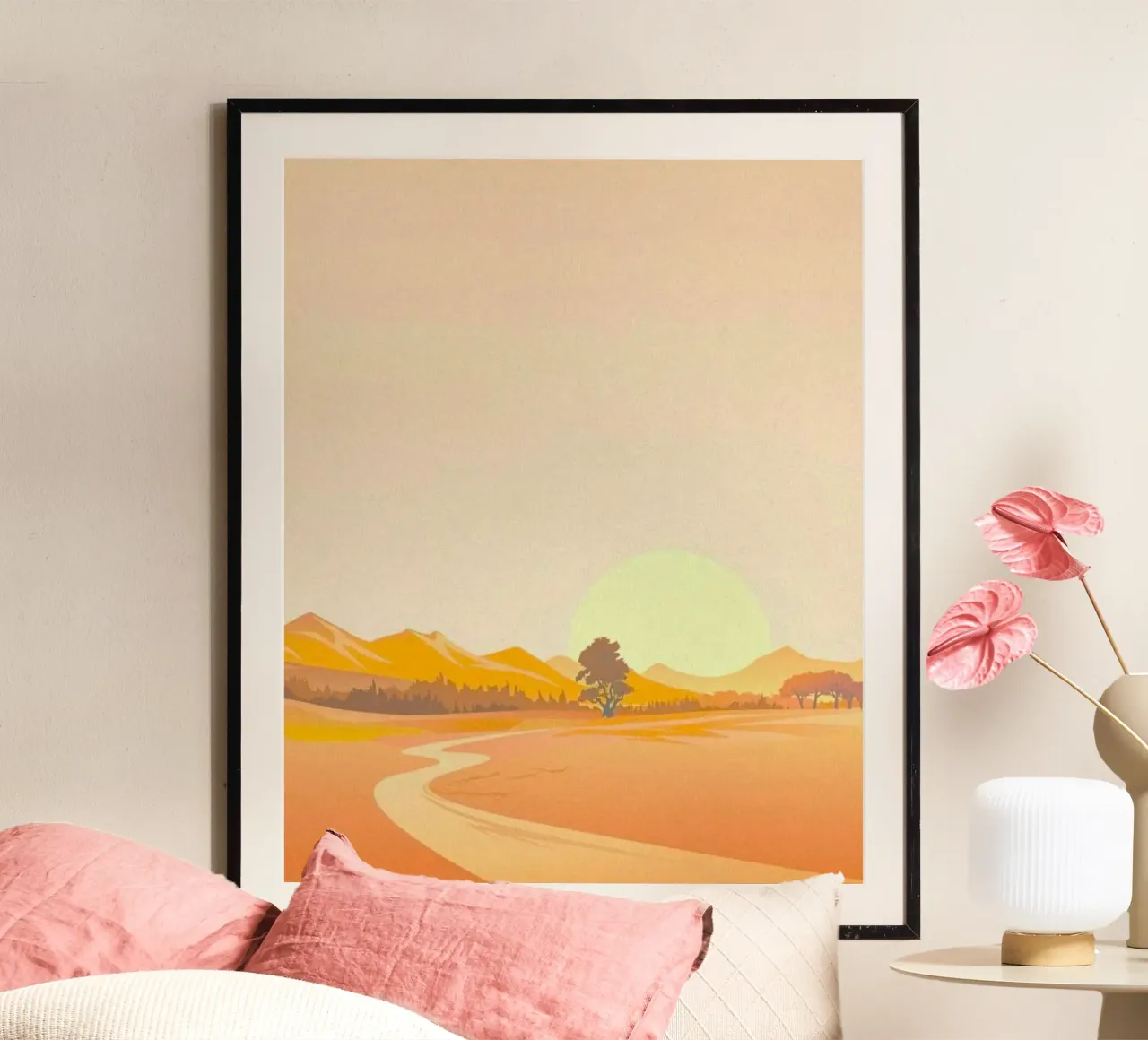 light silhouette scenery poster con telaio in plastica da mip of map