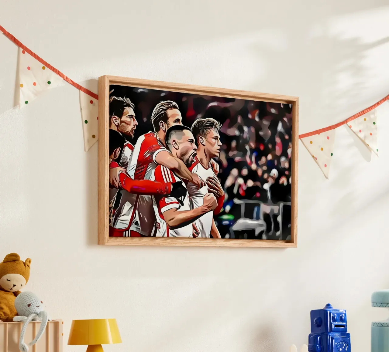 Giocatori di calcio che festeggiano un gol - bayern munchen tela con Cornice a cassetta da dark eagle