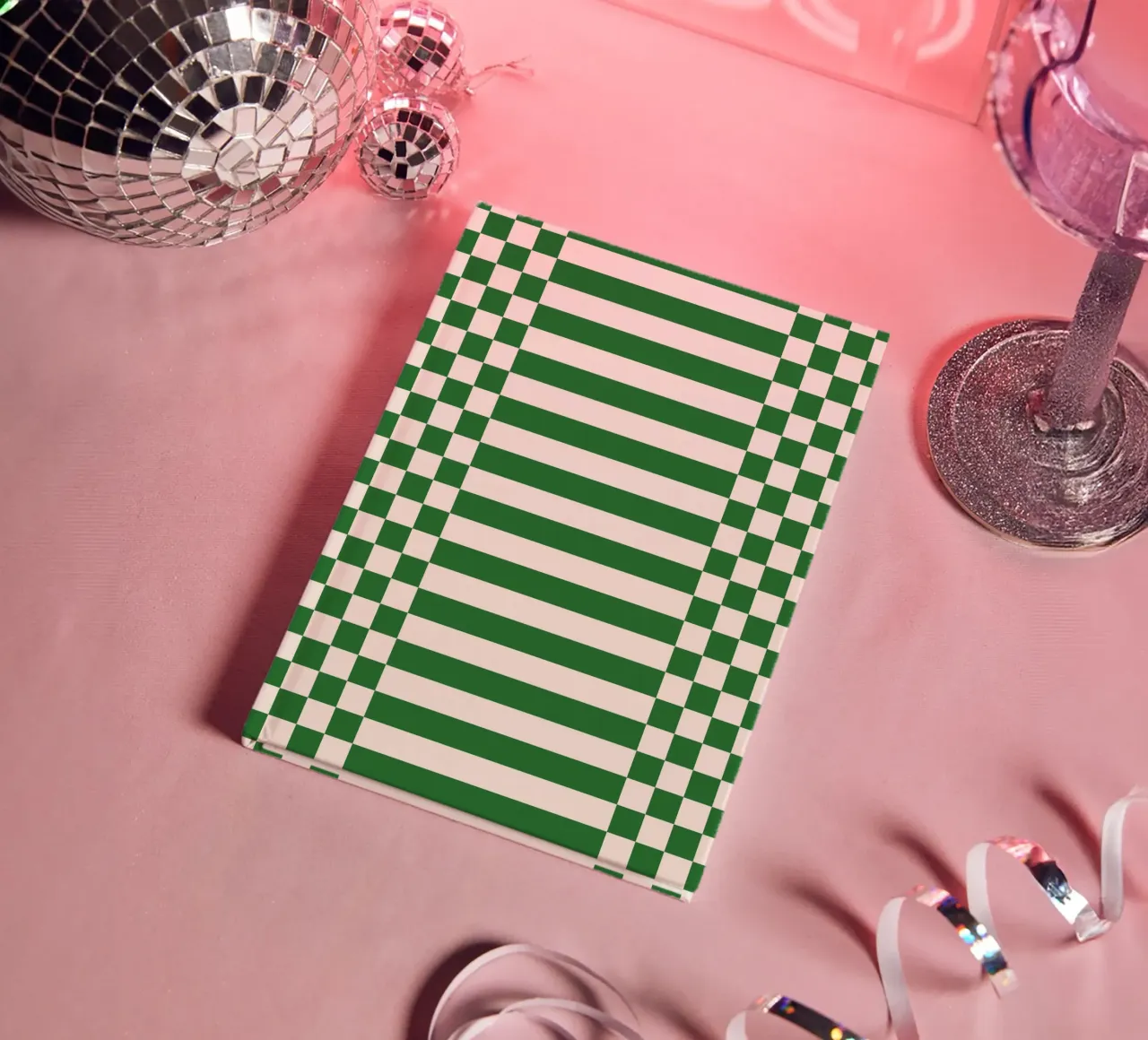 Green checks and lines notebook by TijanaArtStudio88