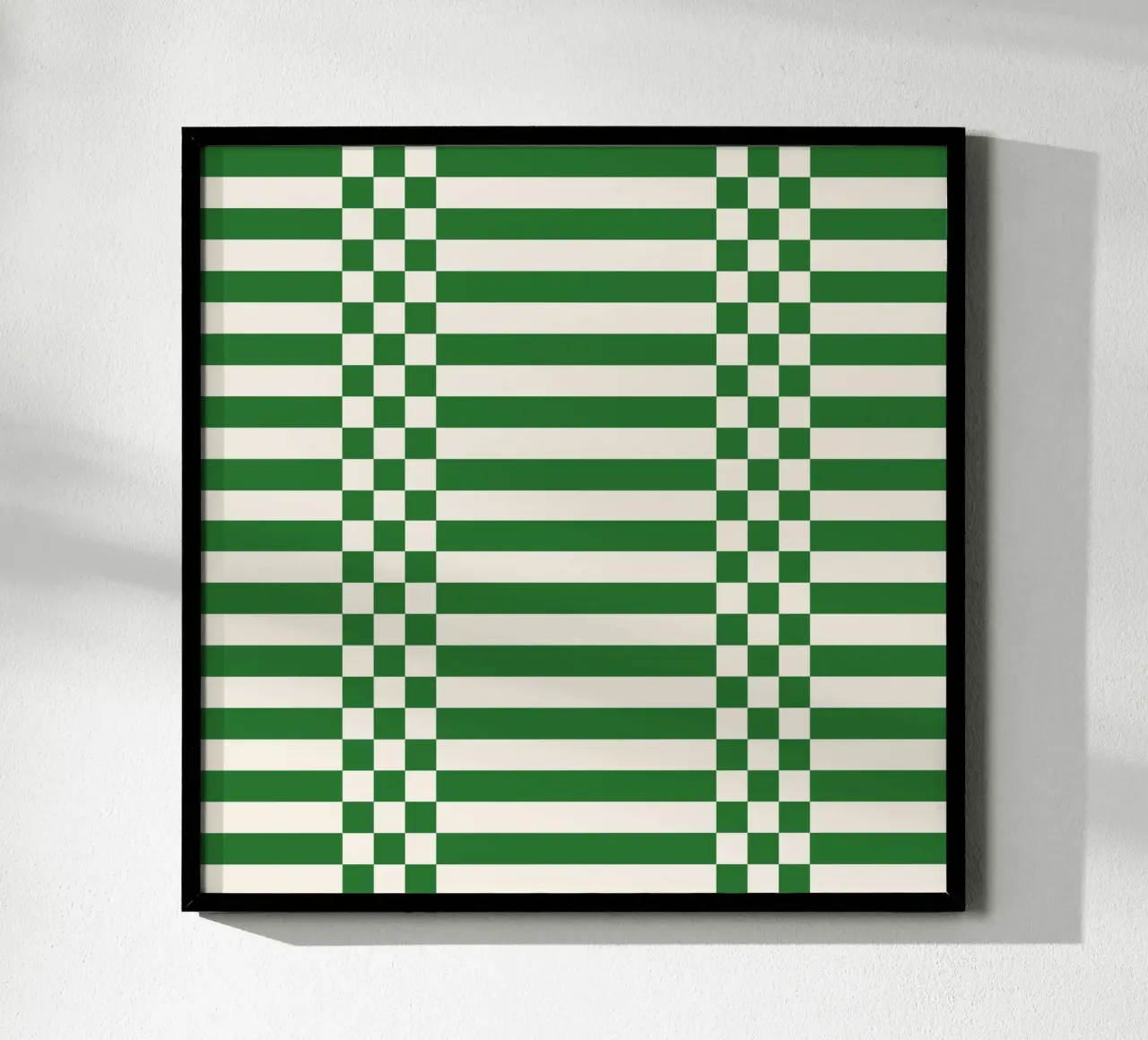 Green checks and lines poster con telaio in alluminio da TijanaArtStudio88