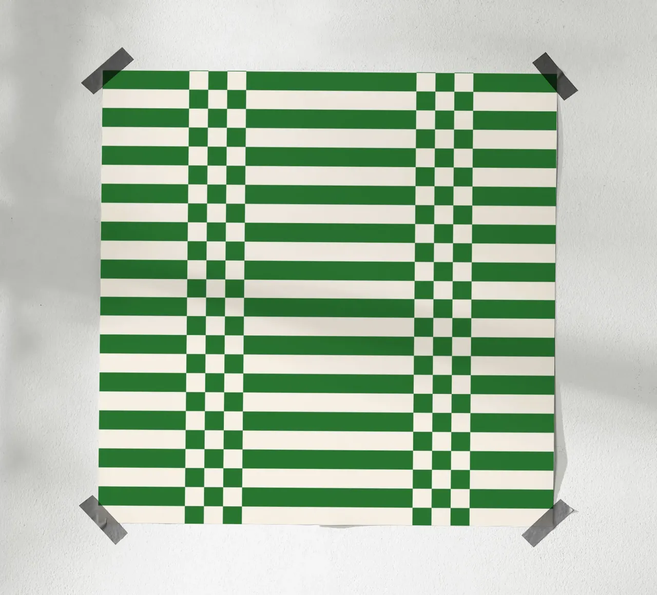 Green checks and lines poster con telaio in alluminio da TijanaArtStudio88