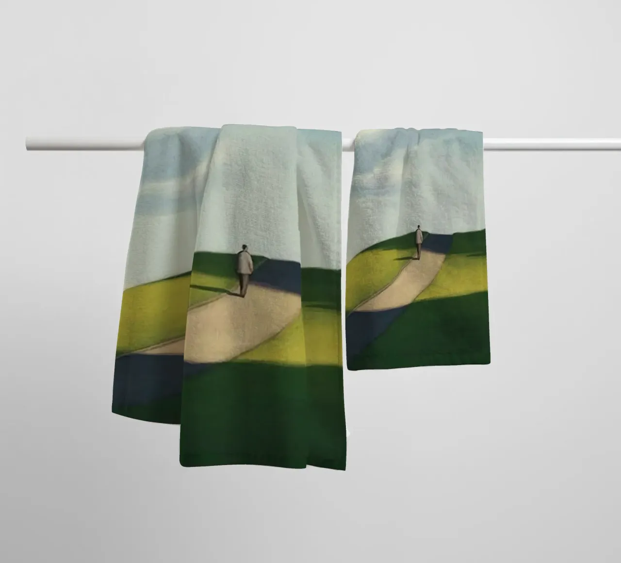gradient sky countryside serenity asciugamano da bagno da mip of map