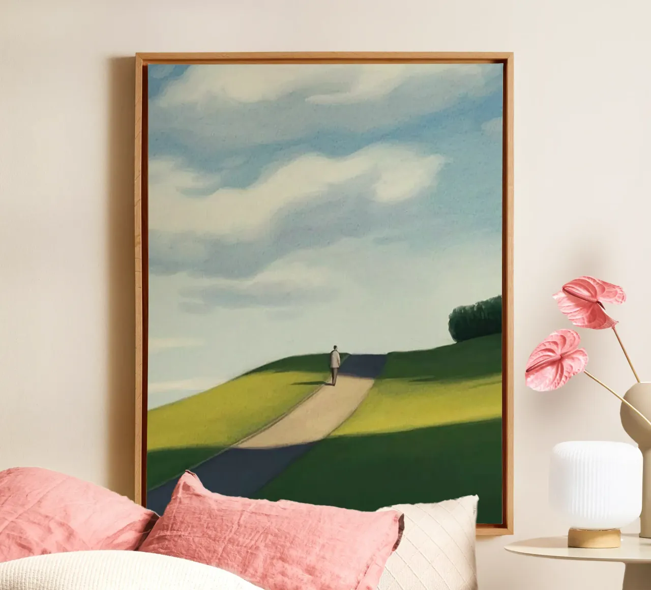 gradient sky countryside serenity tela con Cornice a cassetta da mip of map