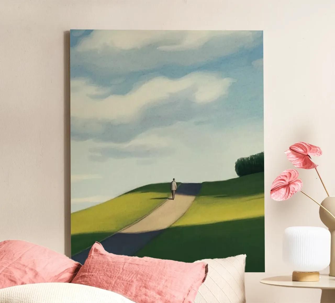 gradient sky countryside serenity tela con Cornice a cassetta da mip of map