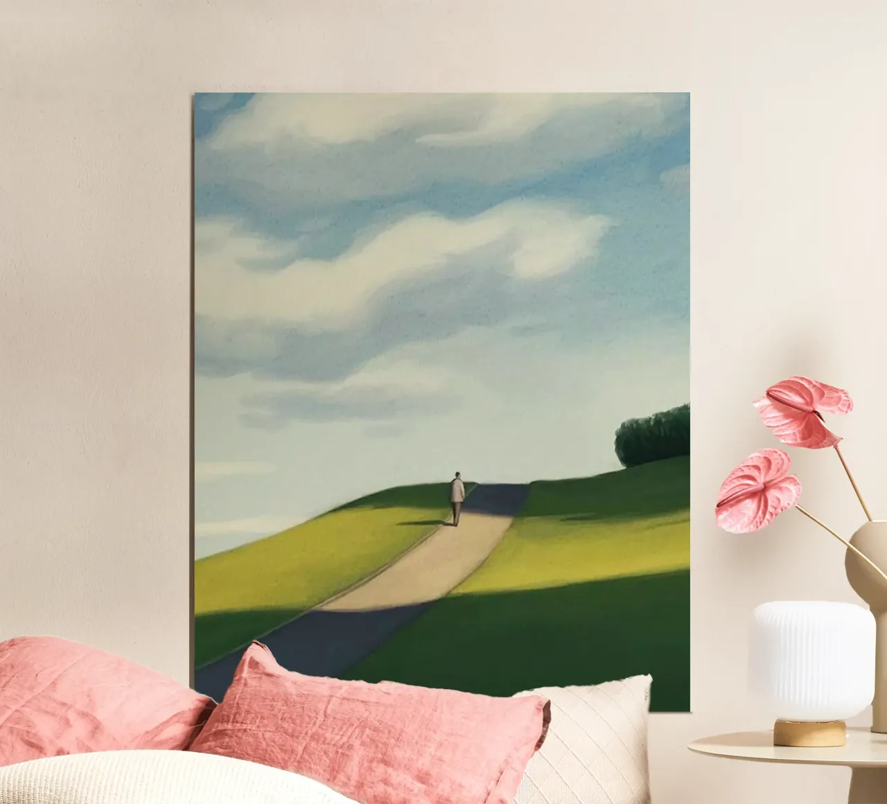 gradient sky countryside serenity poster con telaio in legno da mip of map