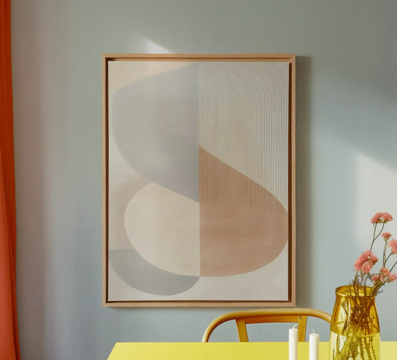 Scandinavisch abstract canvas met Baklijst van Imagine
