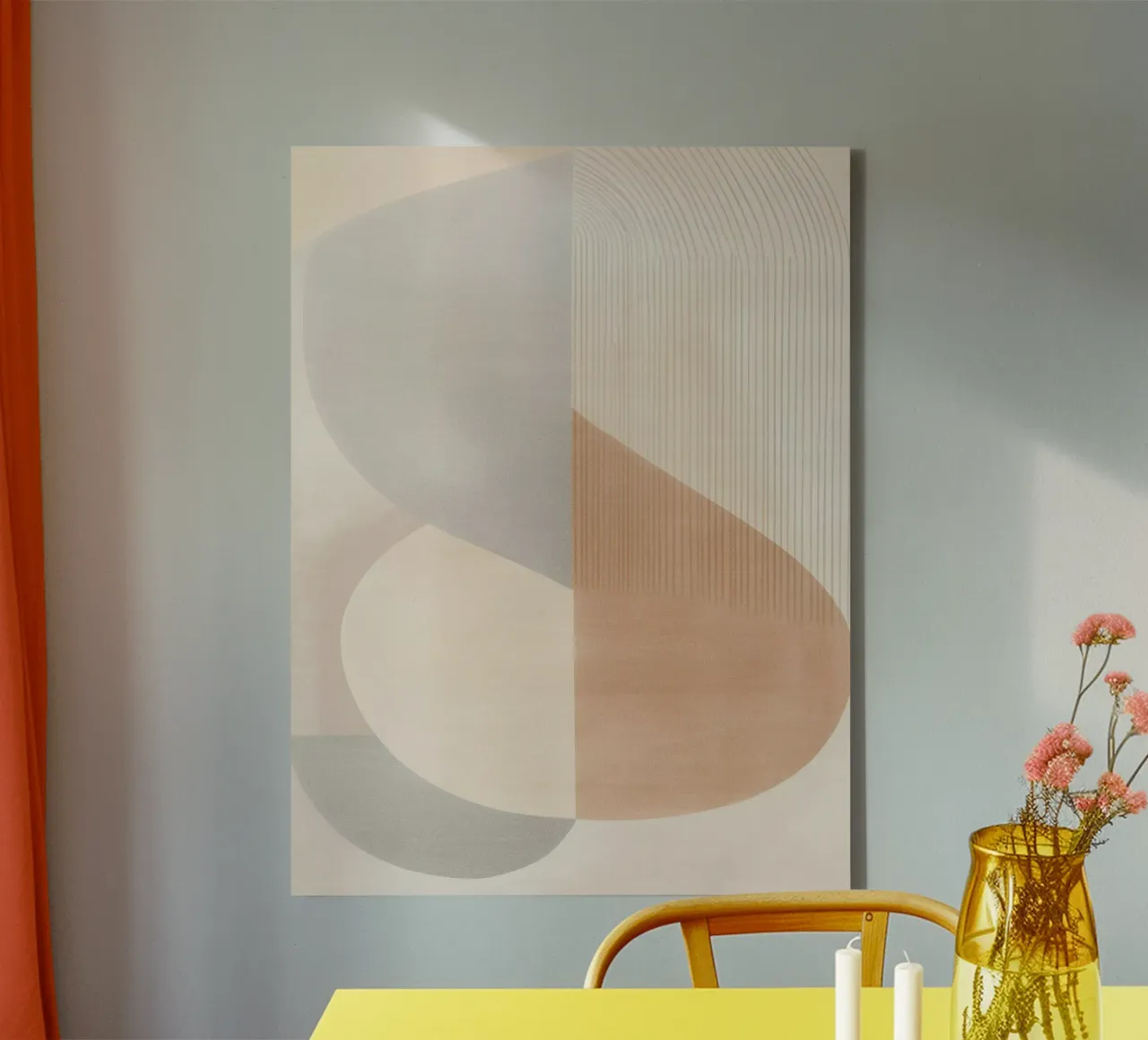 Scandinavisch abstract canvas met Baklijst van Imagine