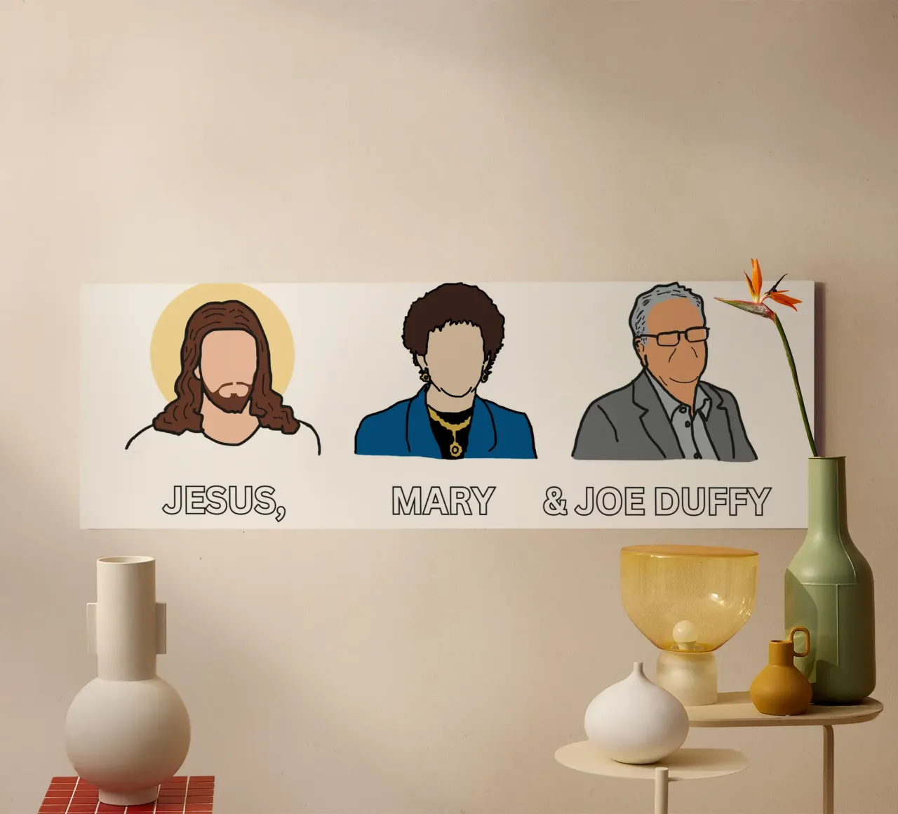 JESUS, MARY AND JOE DUFFY - Support Squad tela con Cornice a cassetta da Melty Shirts