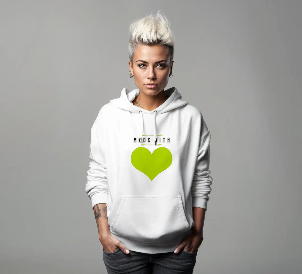 Made with heart Green felpa con cappuccio da TijanaArtStudio88