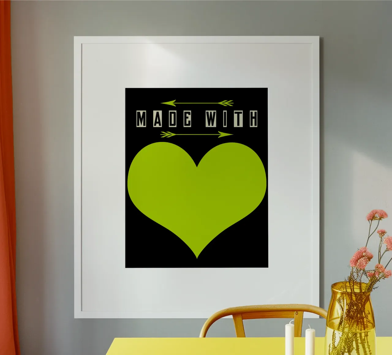 Made with heart Green poster con telaio in legno da TijanaArtStudio88