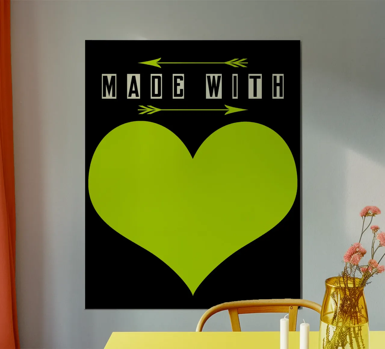Made with heart Green poster con telaio in legno da TijanaArtStudio88