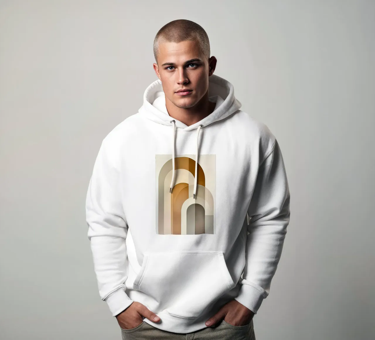 Forme astratte nei colori della sabbia felpa con cappuccio da Imagine