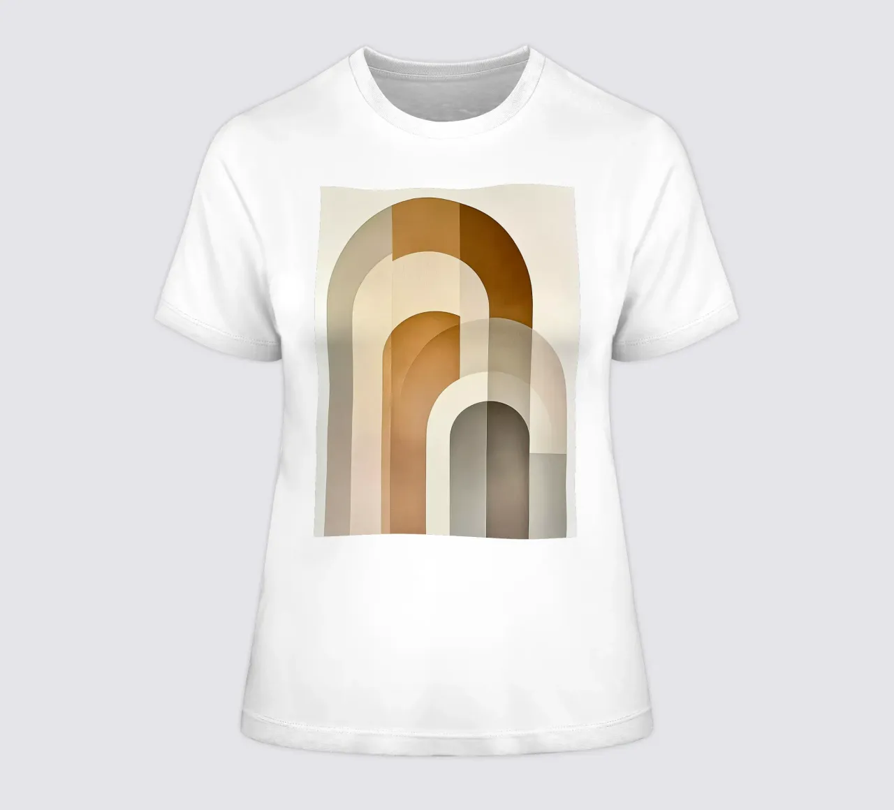 Abstract shapes in sand colors women's fitted t-shirt by Imagine