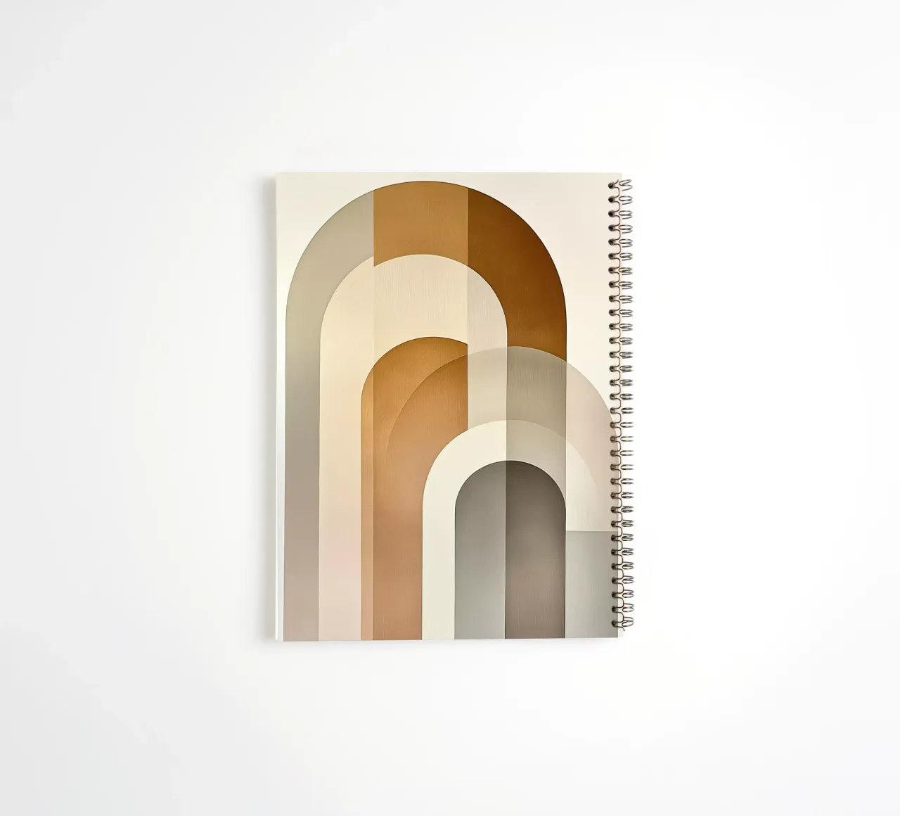 Abstract shapes in sand colors spiral notebook by Imagine