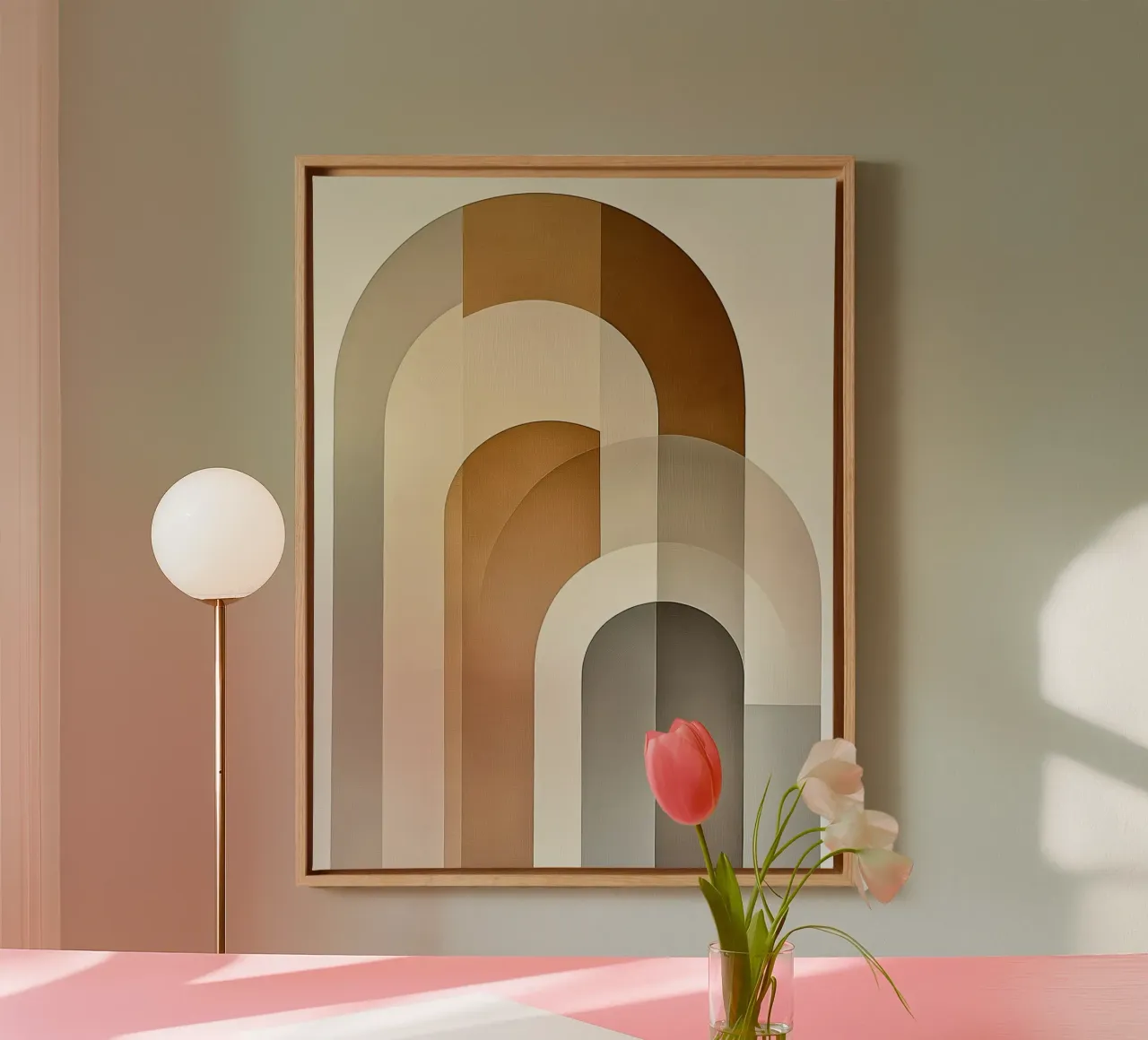 Abstracte vormen in zandkleuren canvas van Imagine