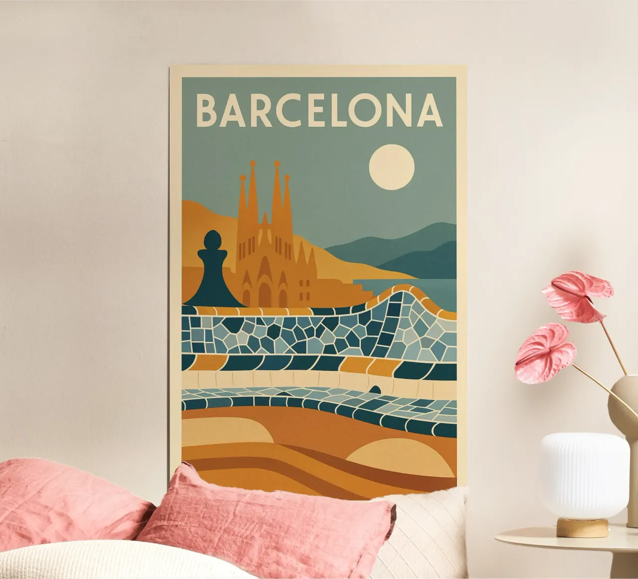 Barcellona - Parc Güell e Sagrada Familia poster con telaio in alluminio da JETLAG | affiches voyage