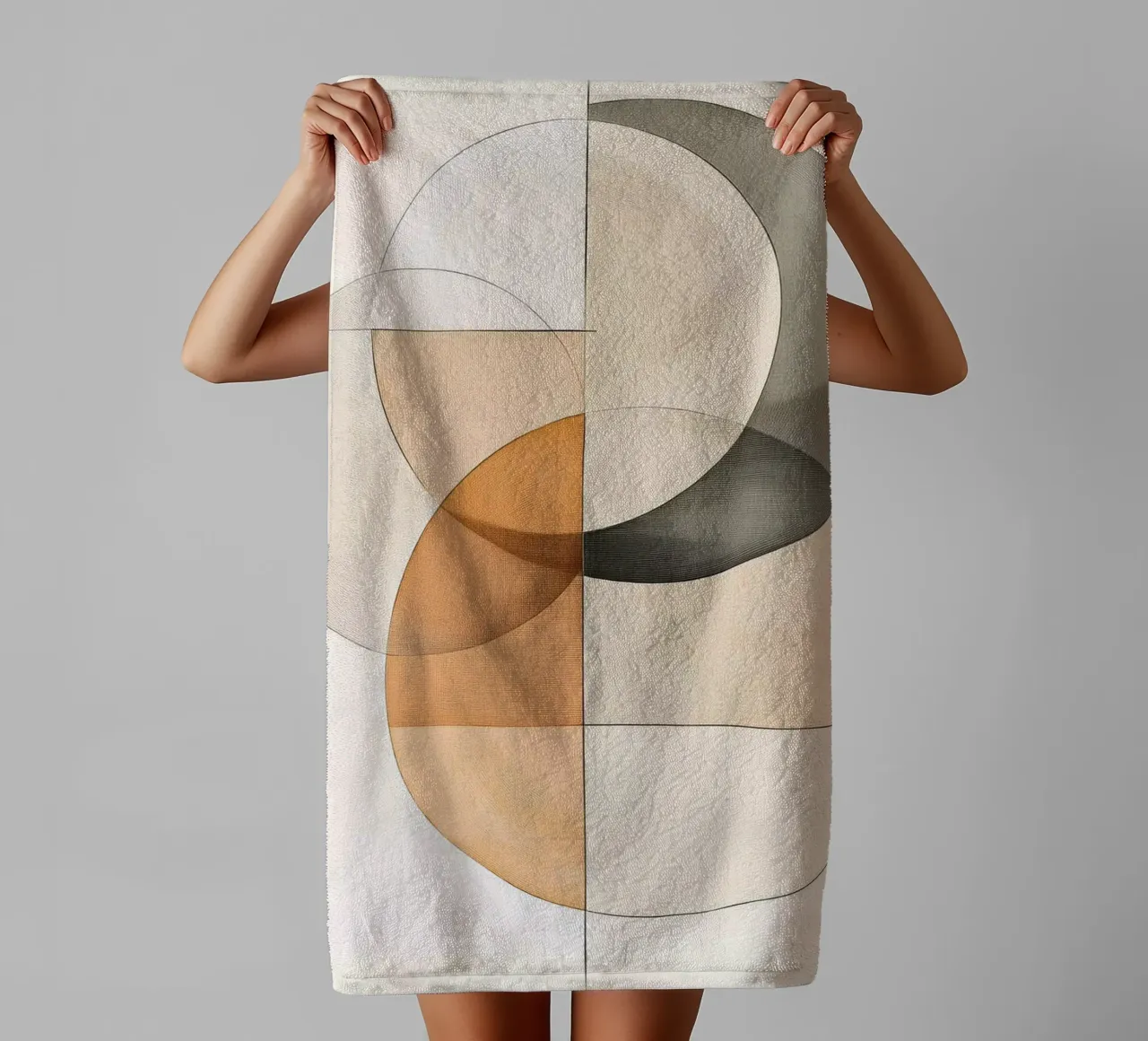 Abstract shapes in sand colors towel by Imagine