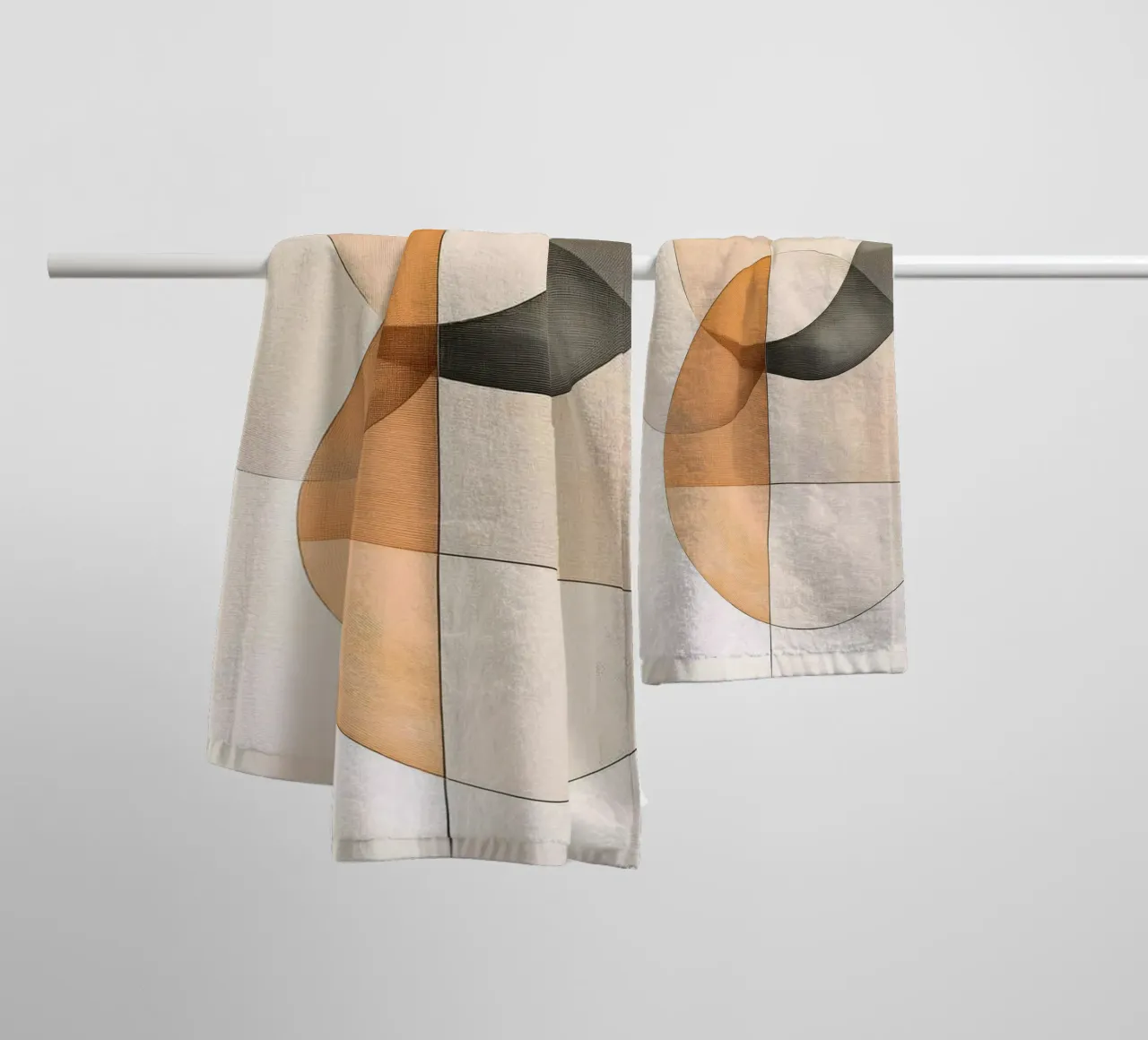 Abstract shapes in sand colors towel by Imagine