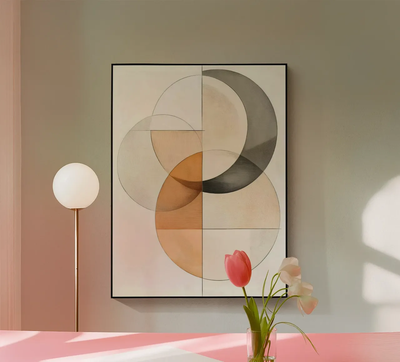 Formas abstractas en colores arena metacrilato de Imagine