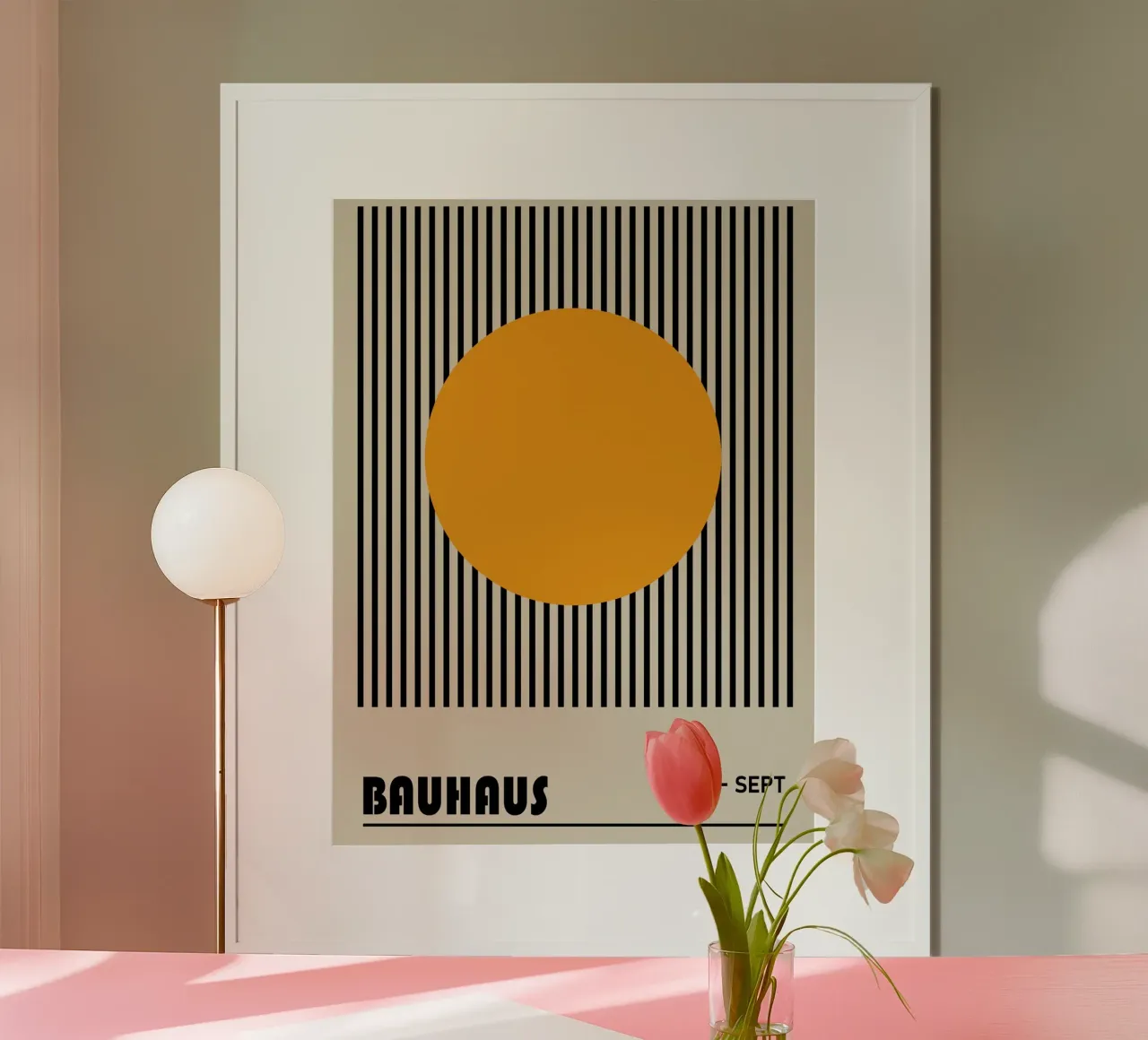 Bauhaus 1923 | Minimal Stripe Circle Poster poster con telaio in alluminio da Studio Vibe