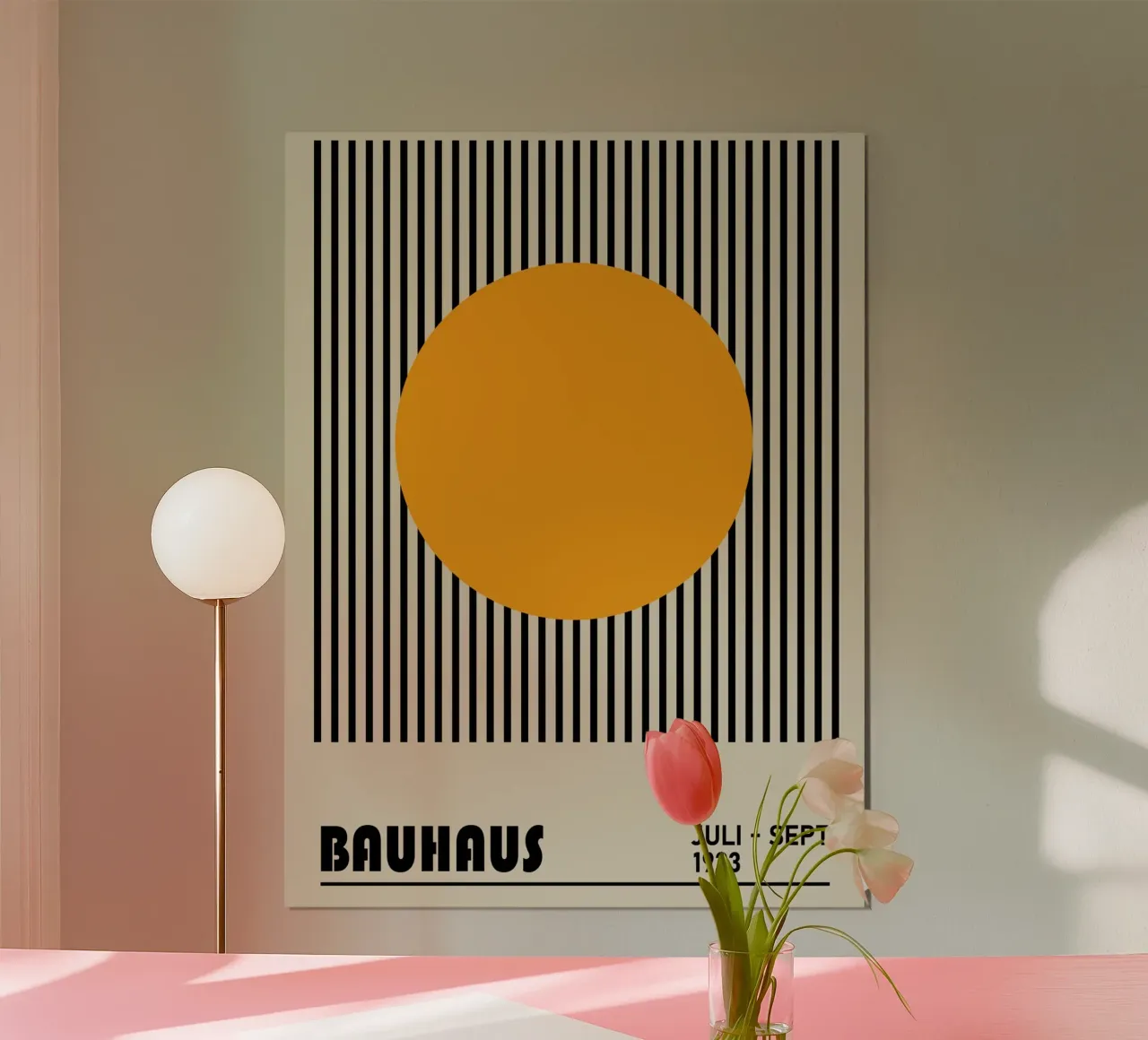 Bauhaus 1923 | Minimal Stripe Circle Poster poster con telaio in alluminio da Studio Vibe