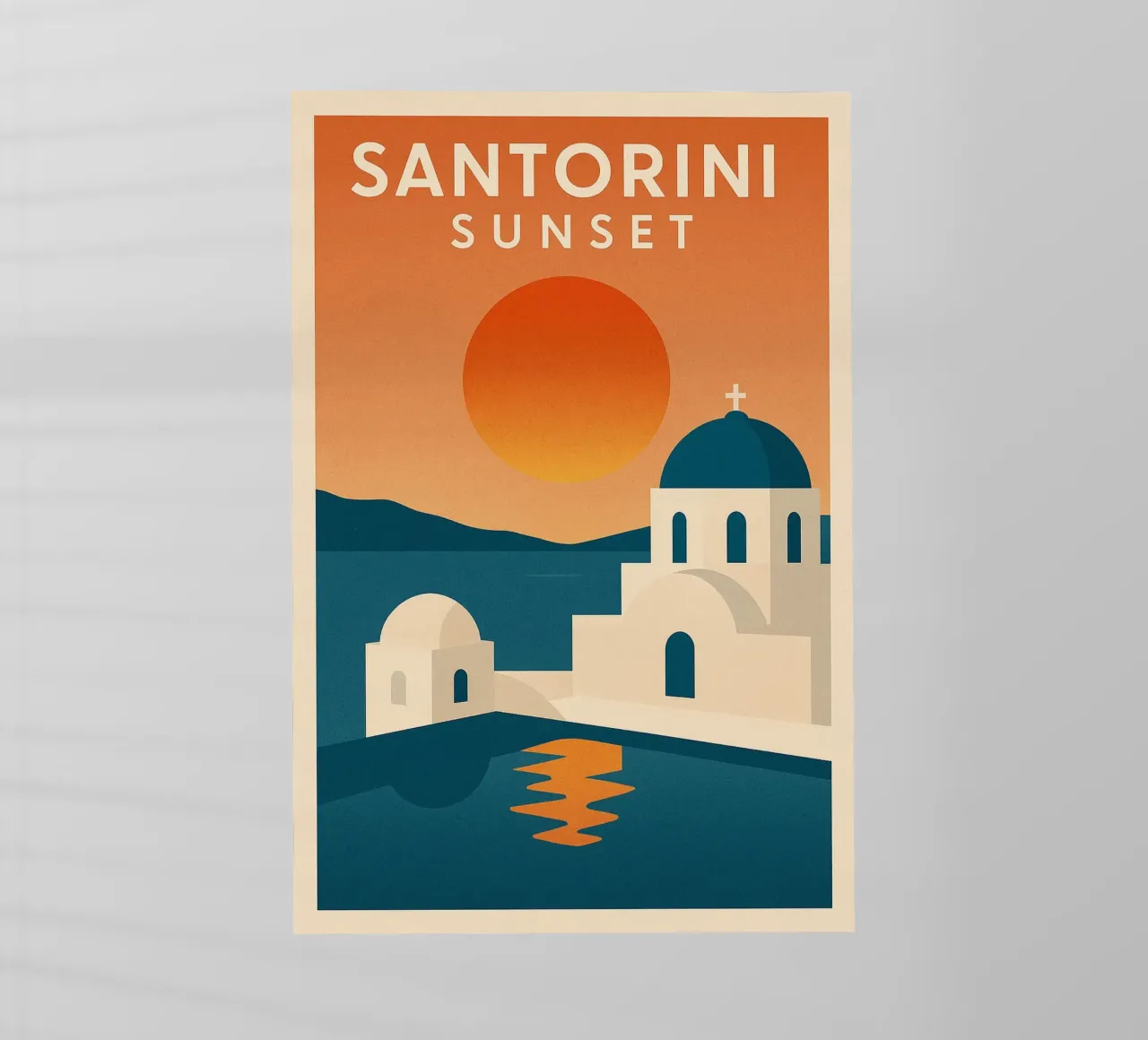 Tramonto a Santorini - Cupole blu e Mar Egeo pellicola backlit da JETLAG | affiches voyage