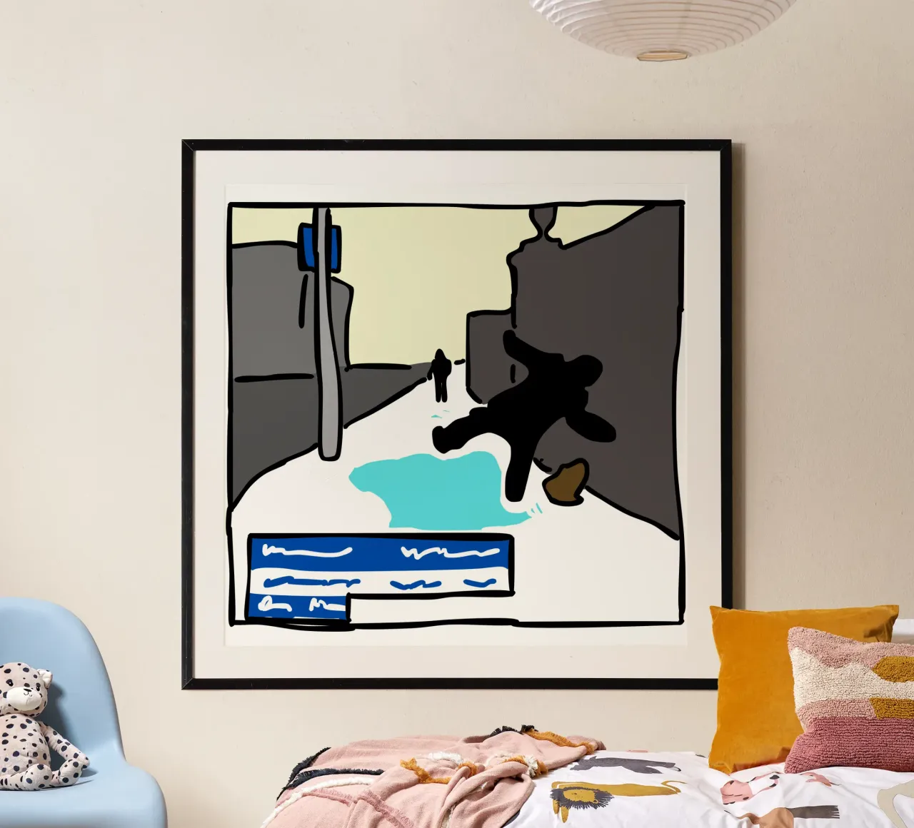 WINTER IS COMING - The Lad who slipped on the Ice poster con marco de madera de Melty Shirts