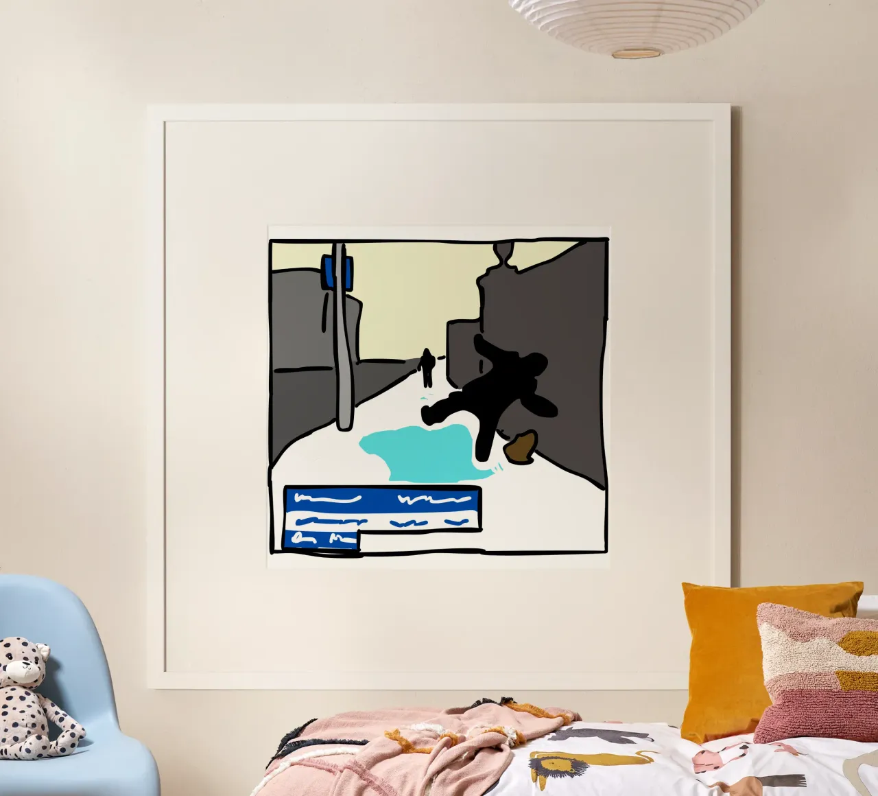 WINTER IS COMING - The Lad who slipped on the Ice poster con marco de madera de Melty Shirts