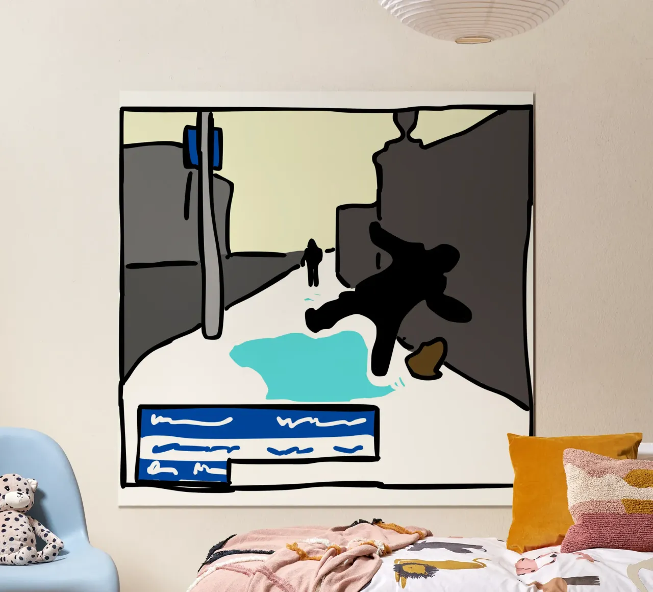 WINTER IS COMING - The Lad who slipped on the Ice poster con marco de madera de Melty Shirts