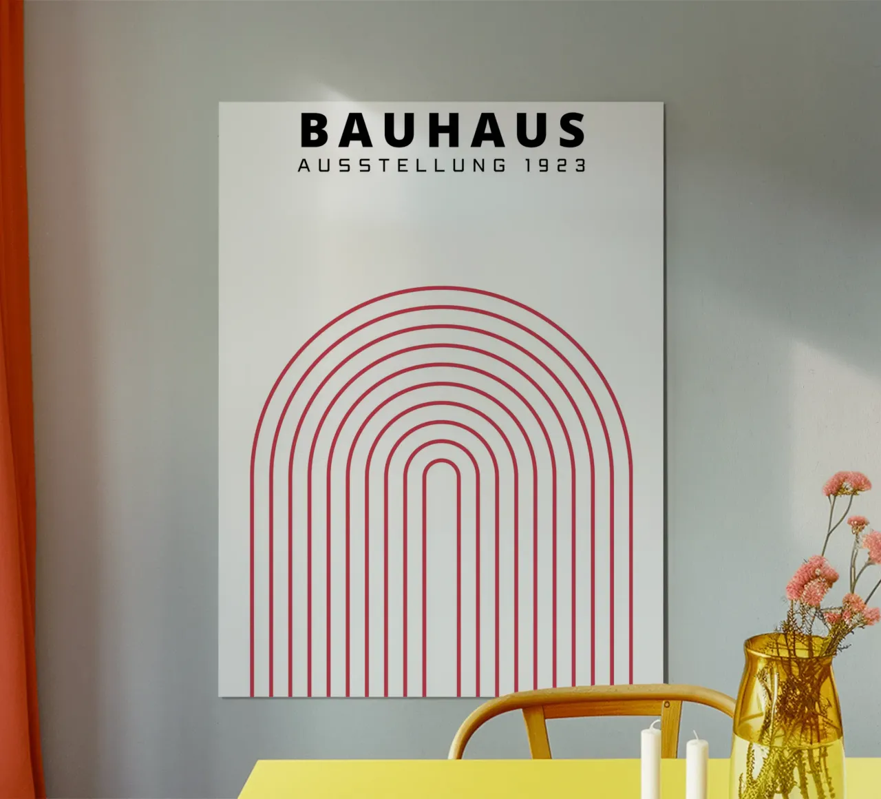 Poster Bauhaus - Foglio a righe rosse 1923 poster con telaio in alluminio da Studio Vibe