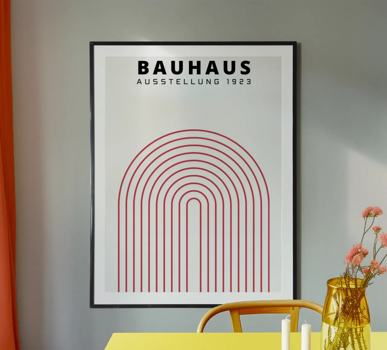 Poster Bauhaus - Foglio a righe rosse 1923 poster con telaio in alluminio da Studio Vibe