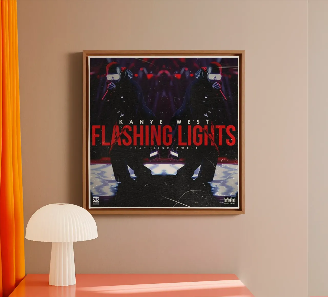 blinkende lichter kanyes wes Leinwand mit Schattenfugenrahmen von martina