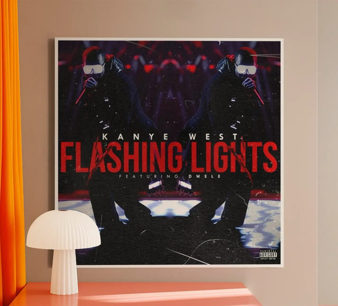 blinkende lichter kanyes wes Leinwand mit Schattenfugenrahmen von martina